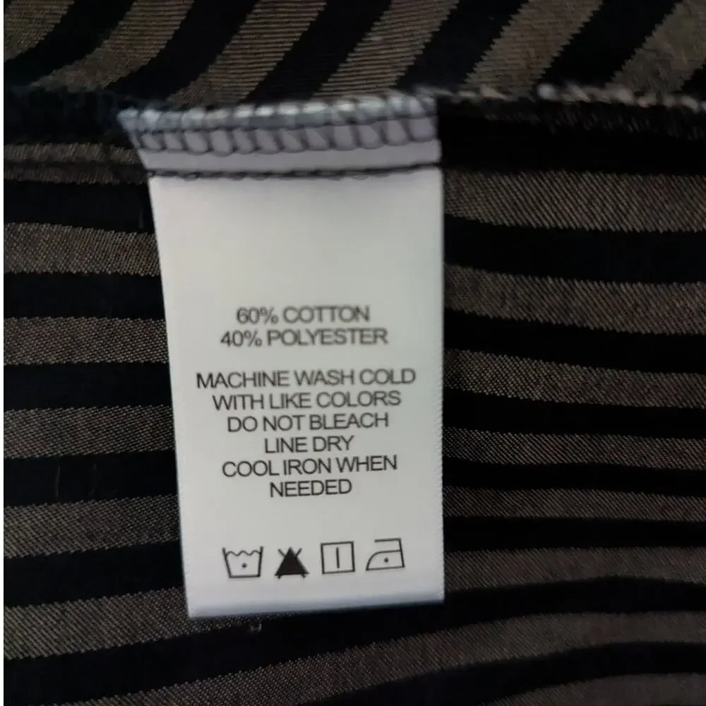 FOXCROFT 16 Tan Black Striped Button Up Wrinkle Free Women's Career Top - Picture 5 of 5